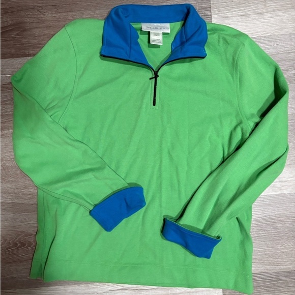 Susan Bristol Jackets & Blazers - Women’s Susan Bristol Green and Blue Quarter-Zip Sweater